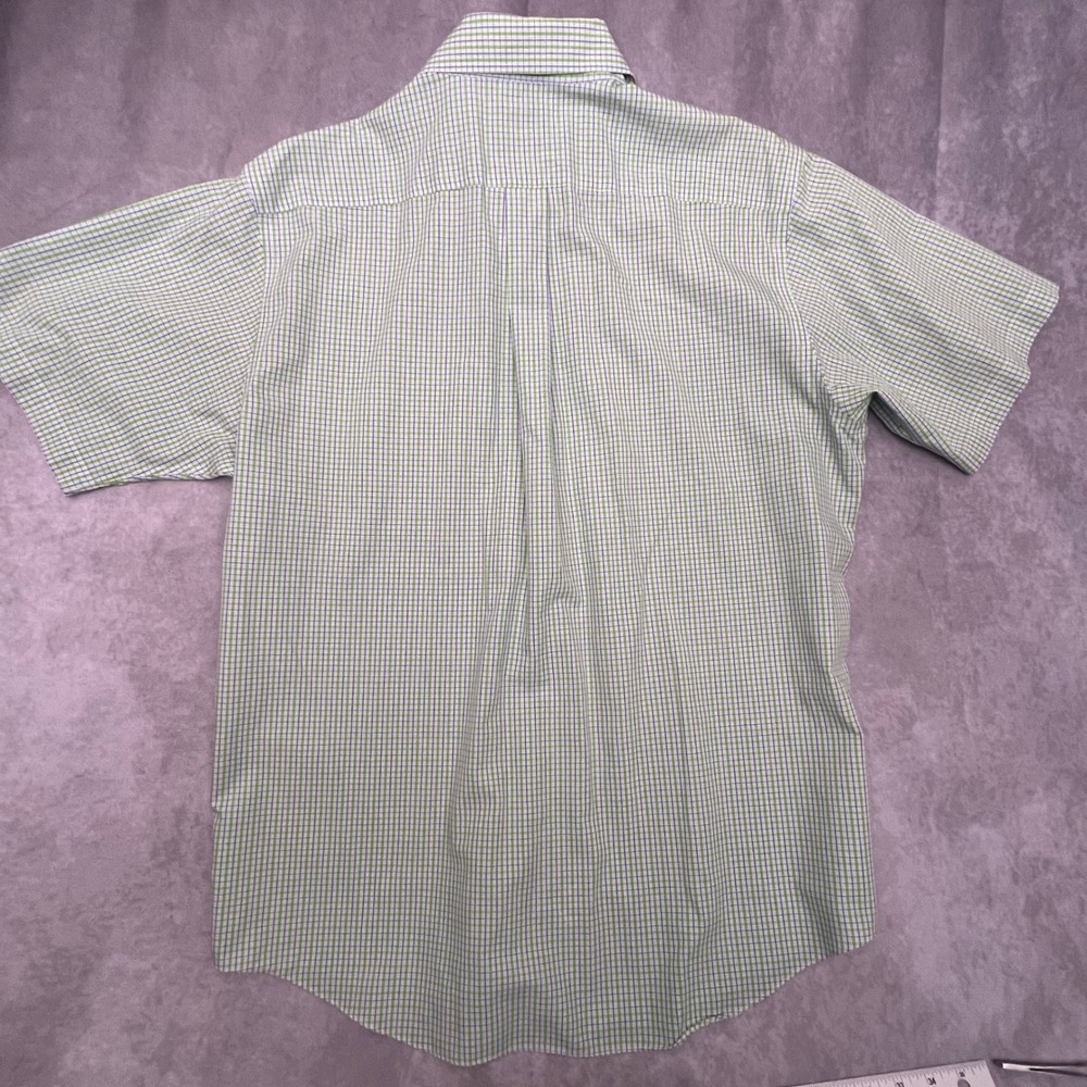 Brooks Brothers Button Down Mens L Green Blue Check Traditional Fit Short Sleeve - Picture 8 of 10